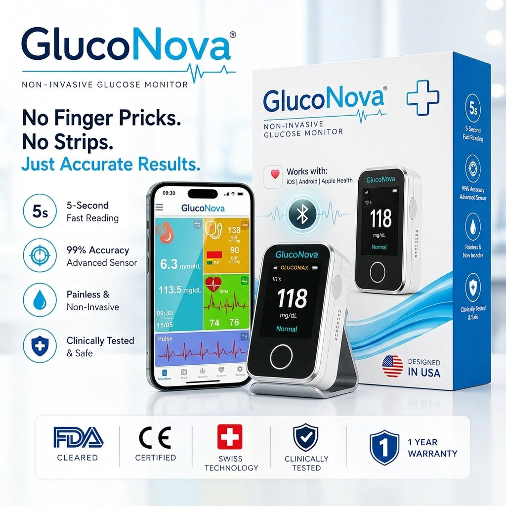 GlucoNova - Non-Invasive Blood Glucose Monitor – 5 Seconds / 99% Accuracy