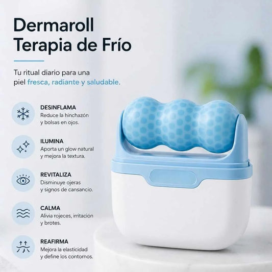 Ice Roller™ - Rodillo Facial de Doble Cabezal - Desinflama rostro con Terapia de Frío